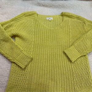Lou & Grey Yellow V-Neck Sweater with Chunky Knit